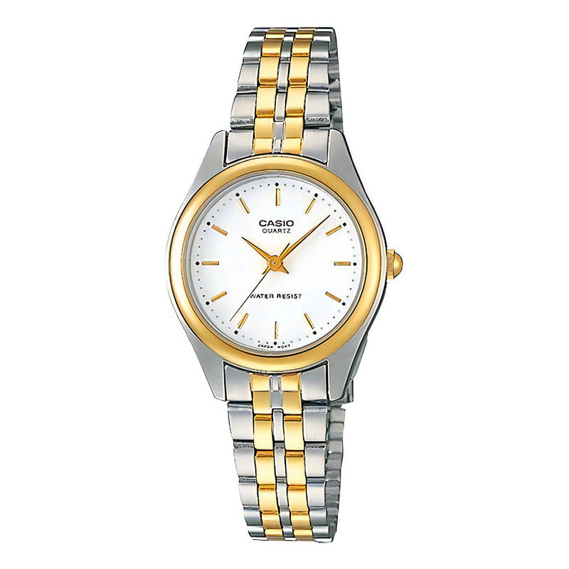 Reloj Mujer Casio Enticer Ltp-1129g-7ah Análogo Acero Inoxidable Plateada Y Dorada Dorado Blanco