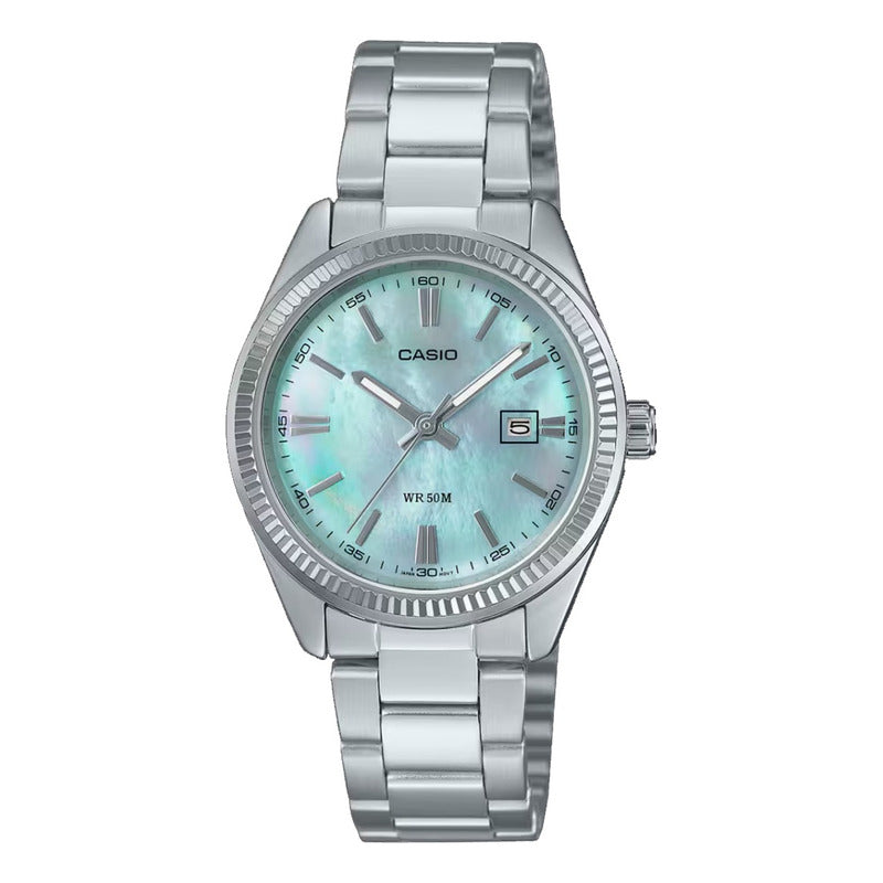 Reloj Casio Metal Ltp-1302ds-2av Nacarado Original Plateado Nacarado