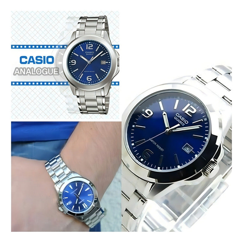 Reloj Mujer Casio Ltp1215a2a 100% Original Plateado Gris Azul