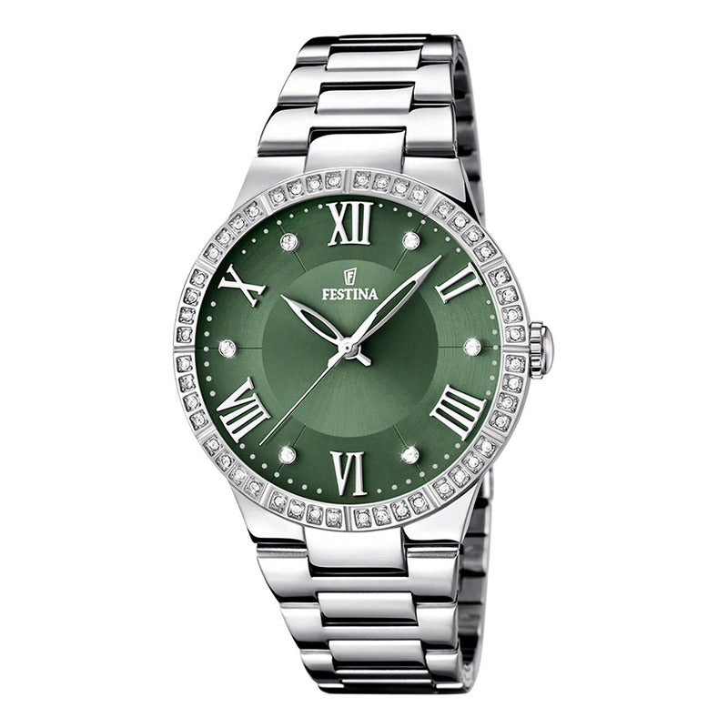 Reloj Festina Boyfriend Collection Para Mujer Con Correa De Acero En Verde Plateado