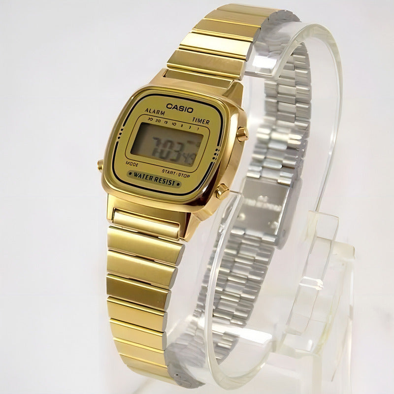 Reloj Casio La_670wga_9 Cuarzo Mujer Color De La Correa Dorado Color Del Fondo Dorado