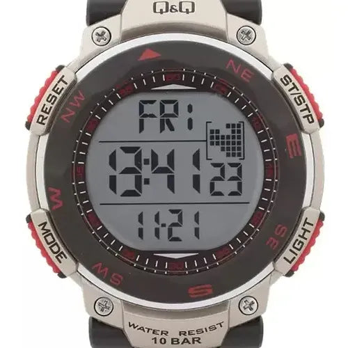 Reloj Q&q By Japan M124j004y Para Hombre Con Correa Negro Blanco Lcd Positivo