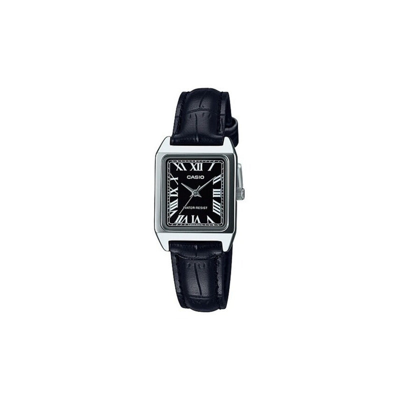 Reloj Casio Dama Correa Piel Genuina Ltp-v007l-1bu Negro