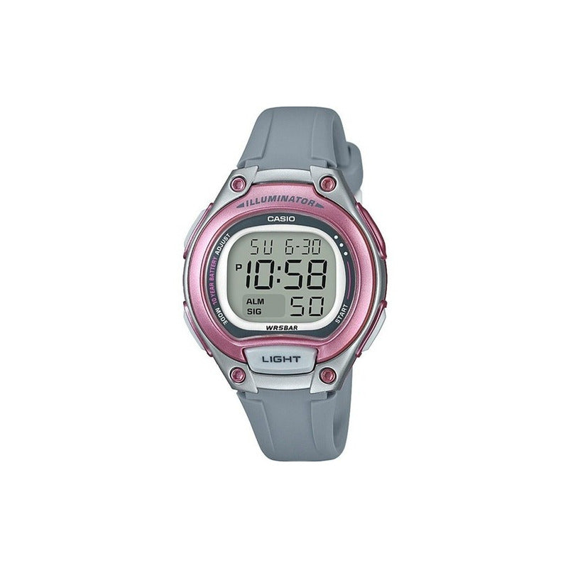 Reloj De Pulsera Casio Digital Lw-203-8a Relojesymas Gris Rosa Claro