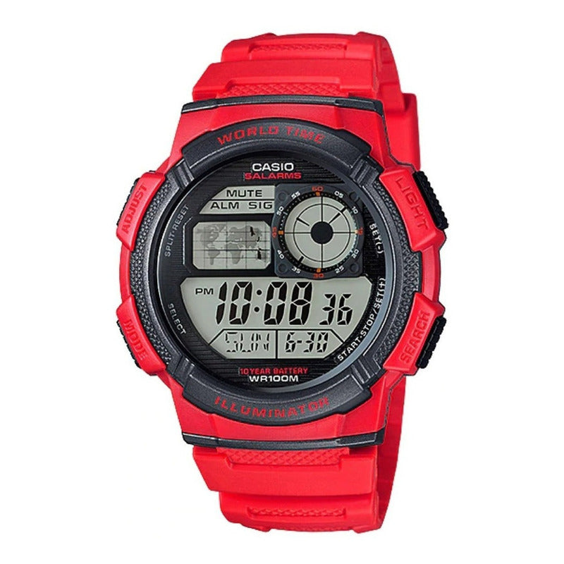 Reloj De Pulsera Casio Youth Series Ae-1000w-4a Relojesymas Rojo 4a