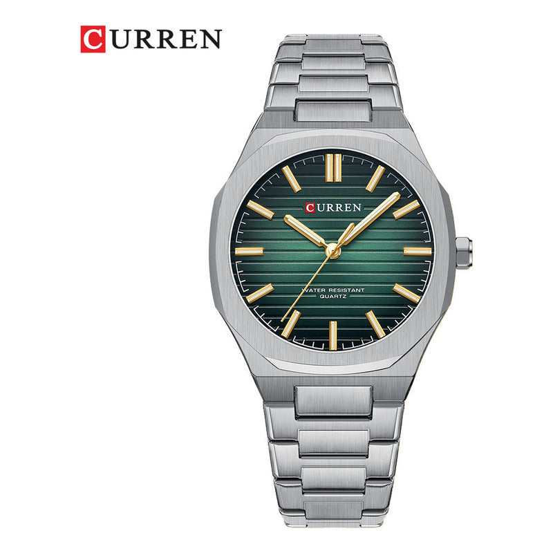 Relojes De Cuarzo Inoxidable Curren Analog Business Color Del Fondo Verde Plata
