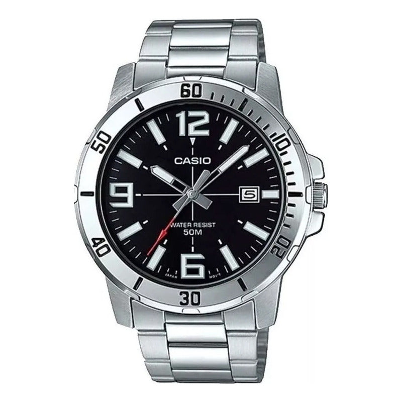Reloj De Pulsera Casio Dress Mtp-vd01d-1b Relojesymas Plateado Negro