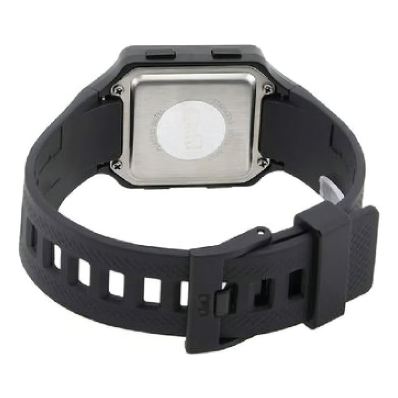 Reloj Pulsera Q&q Negro Adultos Acrílico Correa Silicona Resistente Al Agua