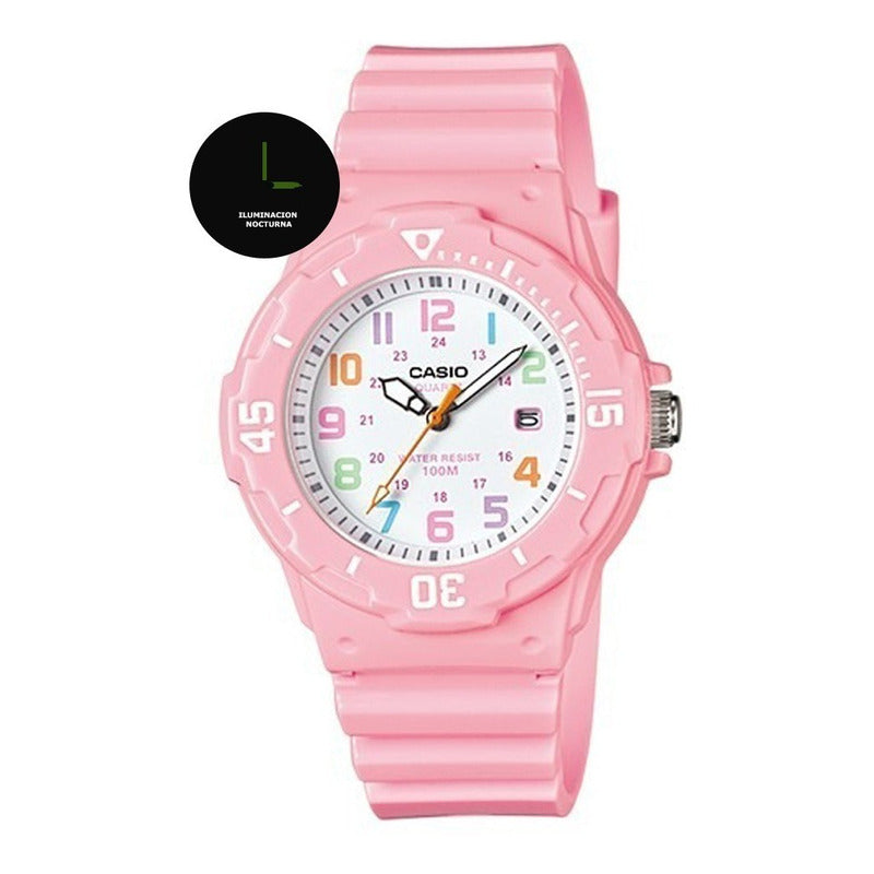 Reloj Casio Dama Lrw-200h-4b2vdf Relojesymas Rosa Chicle Rosa Blanco