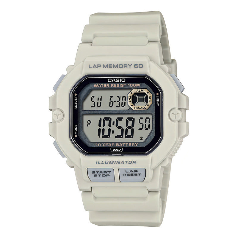 Reloj Casio Digital Ws-1400h De Resina Blanco 100 M Gris