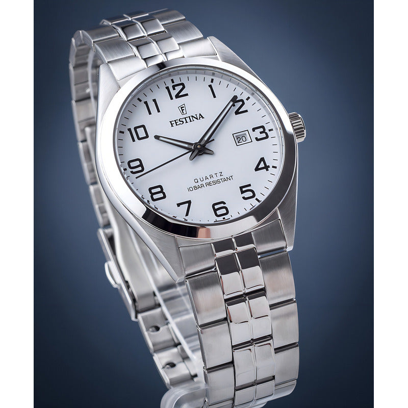 Reloj Festina Hombre Colección Acero Clásico F20437/1 Color De La Correa Plateada Color Del Bisel Plateado Color Del Fondo Blanco