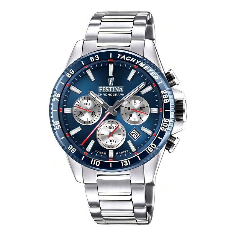 Reloj Festina Hombre Acero Cronografo Fecha Azul F20560-2 ORIGINAL