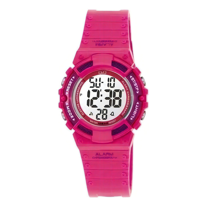 Reloj Digital Q&q M138 Fucsia Cuarzo Infantil Resistente Al Agua