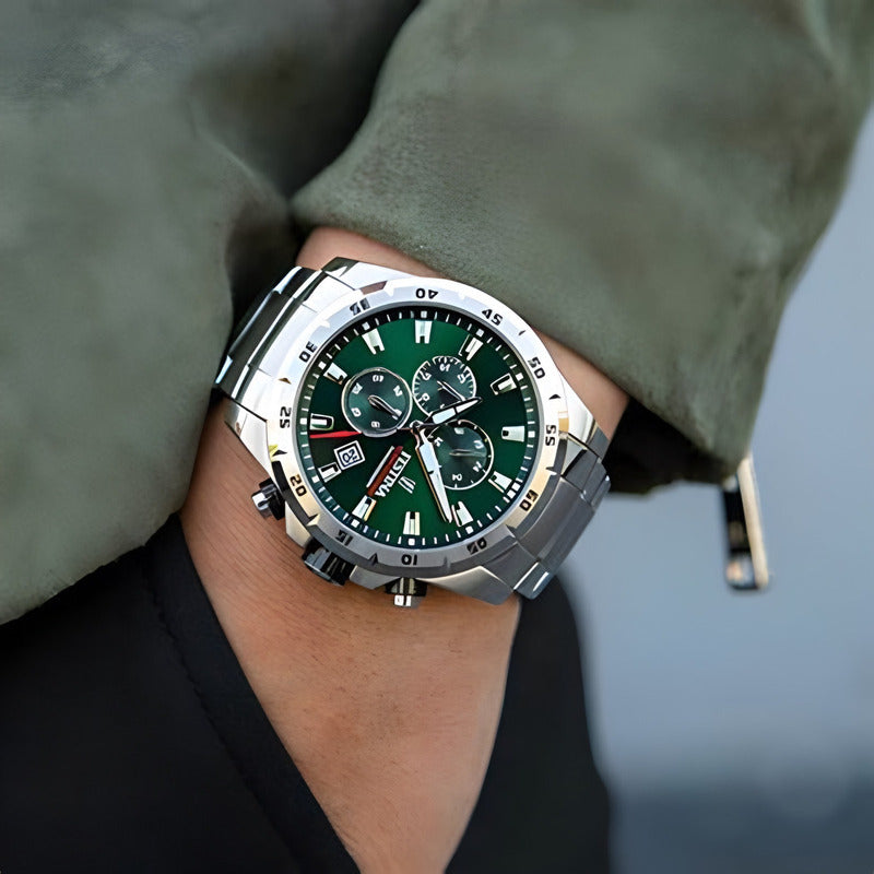 Reloj Pulsera Festina F20463 Con Correa De Acero Inoxidable Color Plateado - Fondo Verde