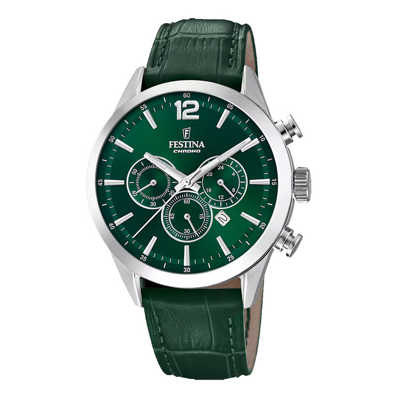 Reloj Festina F20542/7 Cuero Verde Hombre Verde Plateado