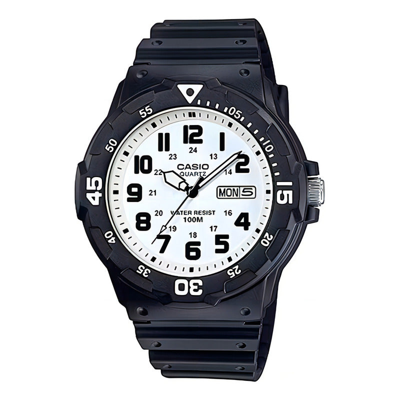 Reloj Casio Analogo Varón // Mrw-200h-7bv Color De La Correa Negro Color Del Bisel Negro Color Del Fondo Blanco