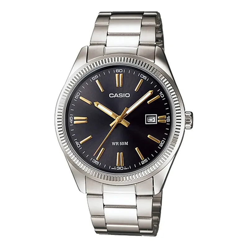 Reloj Casio Metal Hombre Mtp-1302d-1a2v Nuevo Original Plateado Negro