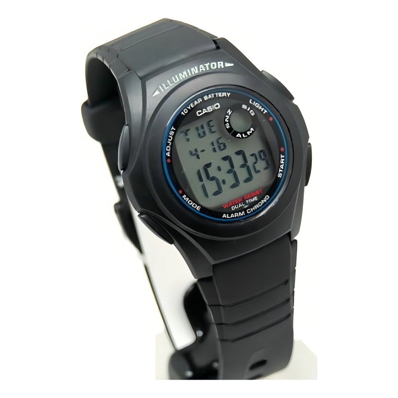Reloj Casio De Caballero F-200w-1adf Color De La Correa Negro