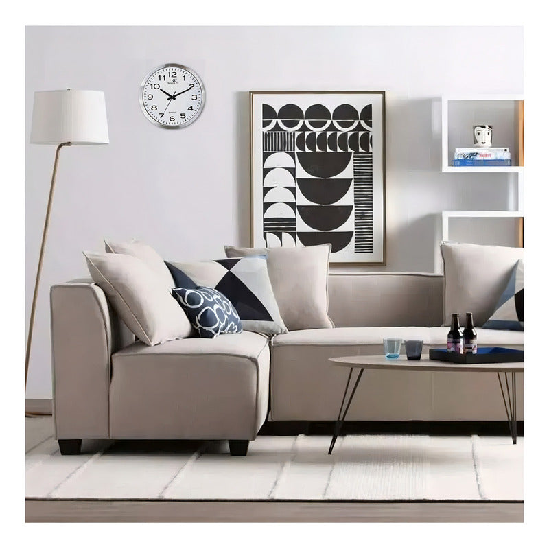 Reloj De Pared Analógico 25 Cm Siklos Plateado Fondo Blanco