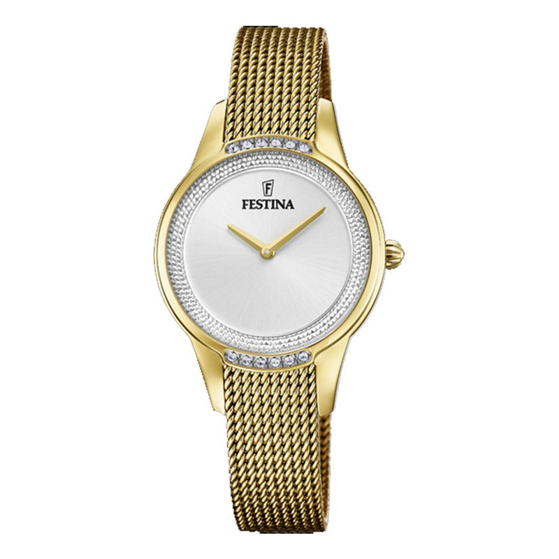 Relojes Pulsera Mujer Metal F20495/1 Original Dorado Plateado