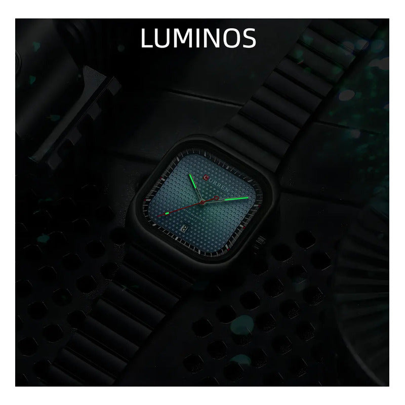 Relojes De Cuarzo Con Calendario De Negocios Cuadrado Curren, Color De Fondo Plateado