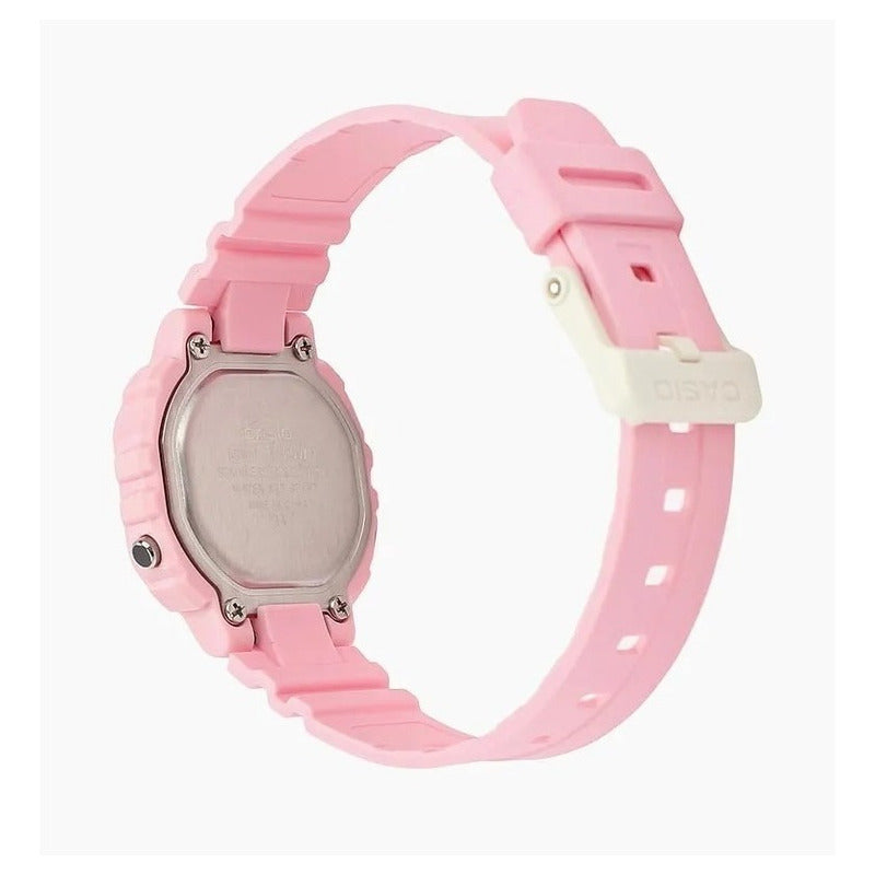 Reloj Casio Retro Vintage La-20wh-4a1 Agente Caba Color De La Malla Rosa Color Del Bisel Rosa Color Del Fondo Gris