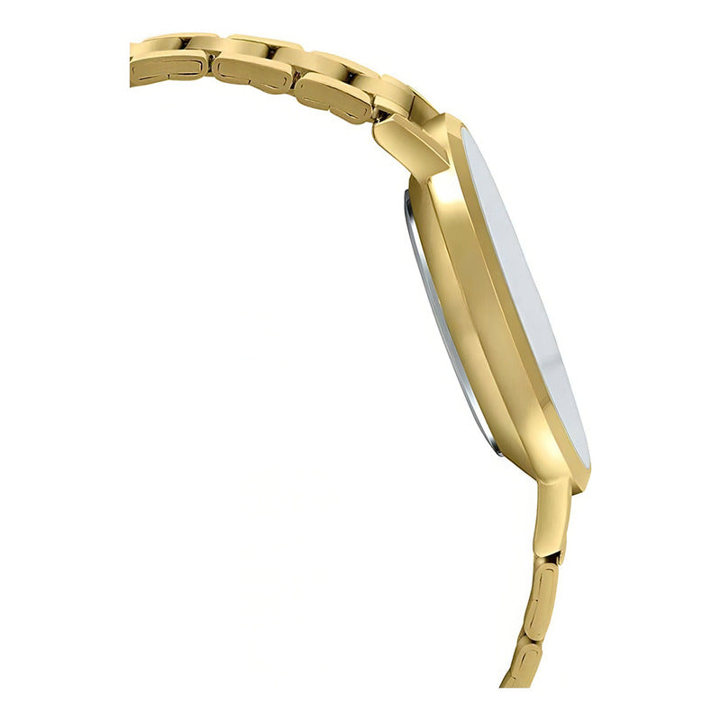 Reloj Casio Clásico Análogo Para Mujer De Acero Inoxidable Dorado Con Fondo Blanco
