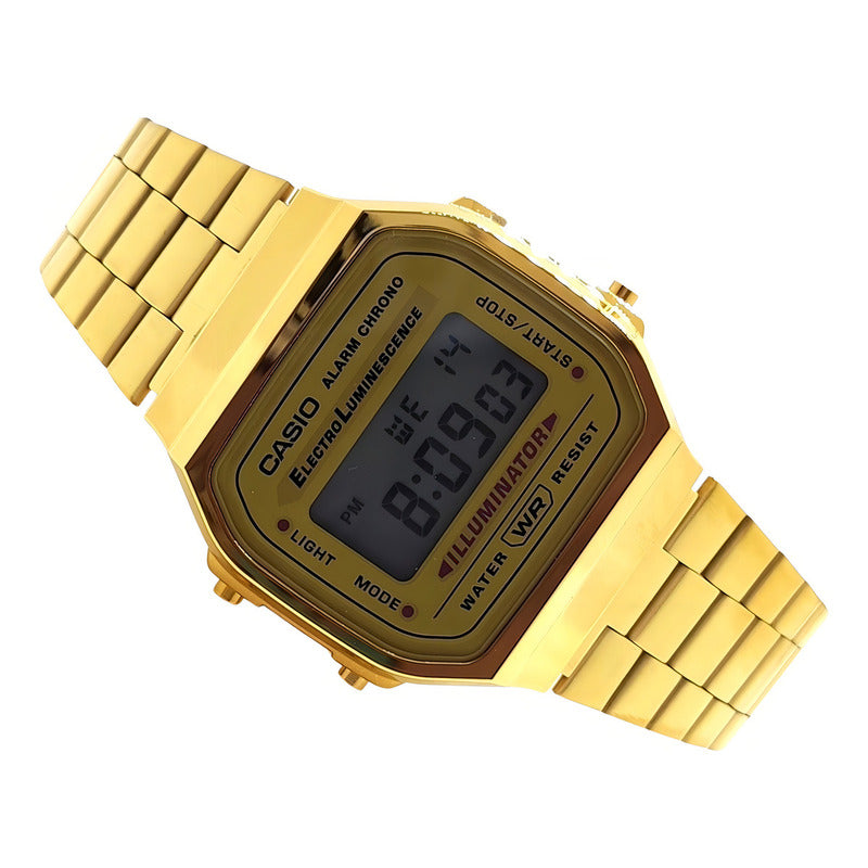 Reloj Casio Unisex Vintage Original A-168wg-9 Color De La Correa Dorado Color Del Bisel Dorado Color Del Fondo Dorado