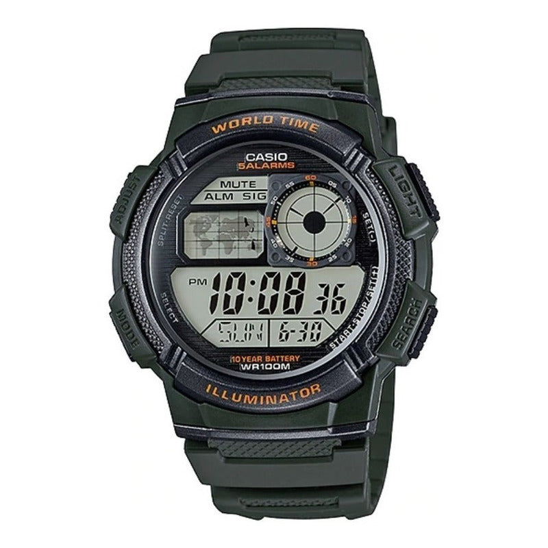 Reloj De Pulsera Casio Youth Series Ae-1000w-3a Relojesymas Verde Negro Negro