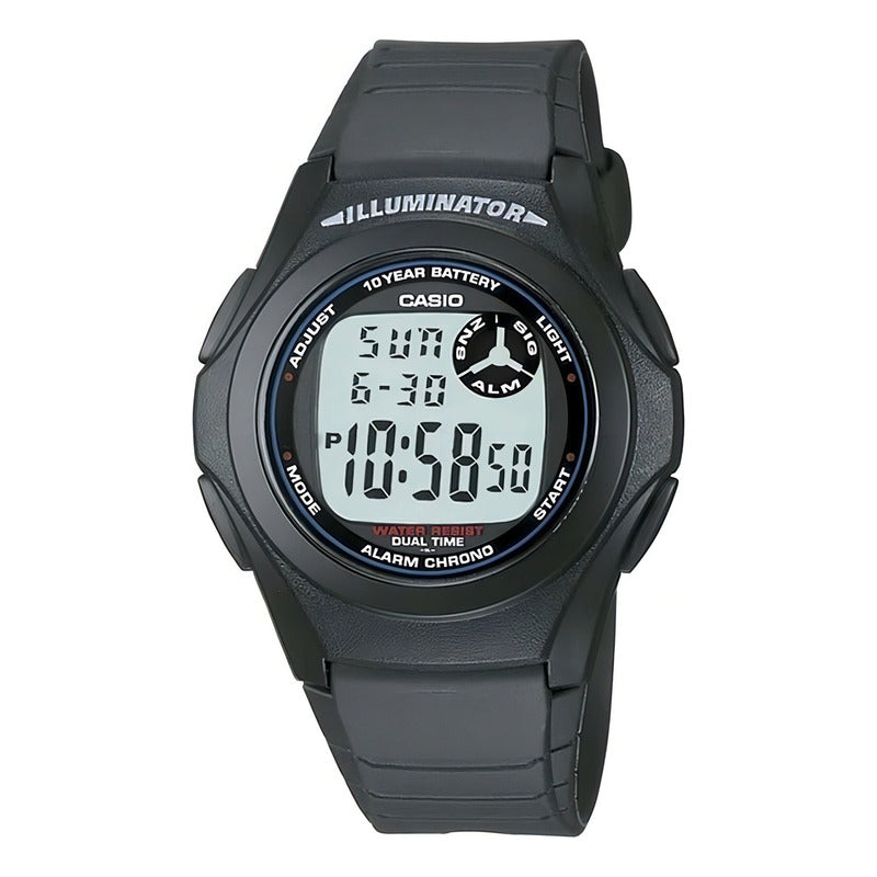 Reloj Casio De Caballero F-200w-1adf Color De La Correa Negro