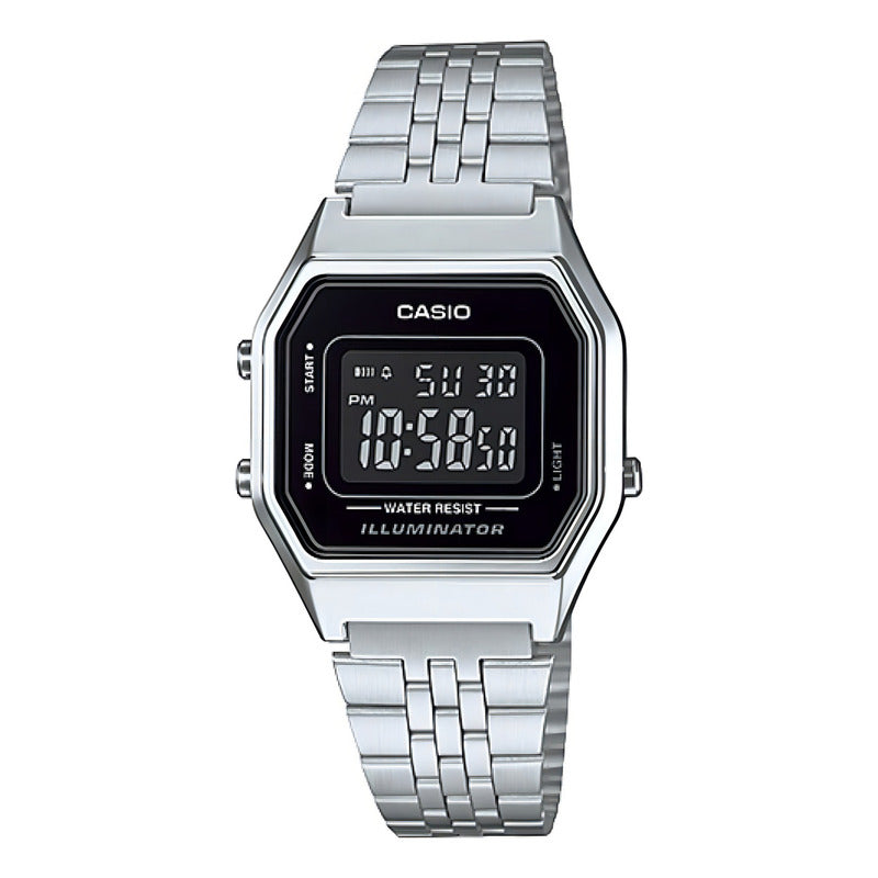 Reloj Casio Original Dama Modelo La680wa-1b Local Granimp Plata Negro