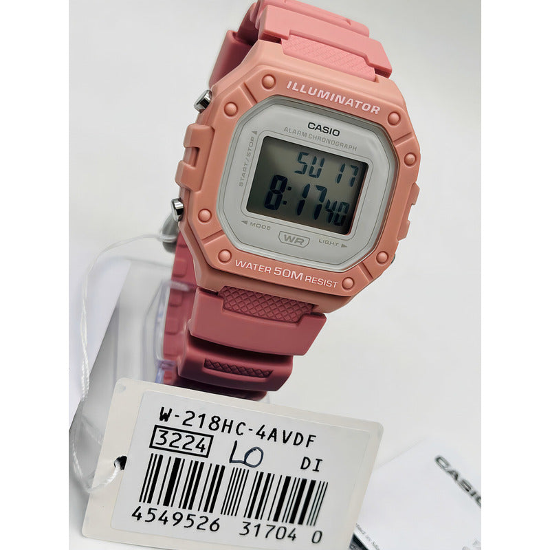 Reloj Deportivo Casio W-218hc-4av Rosa Gris