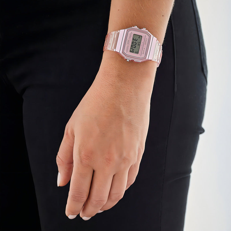 Reloj Pulsera Casio Collection F-91ws-4 Rosa Transparente/rosa Gris