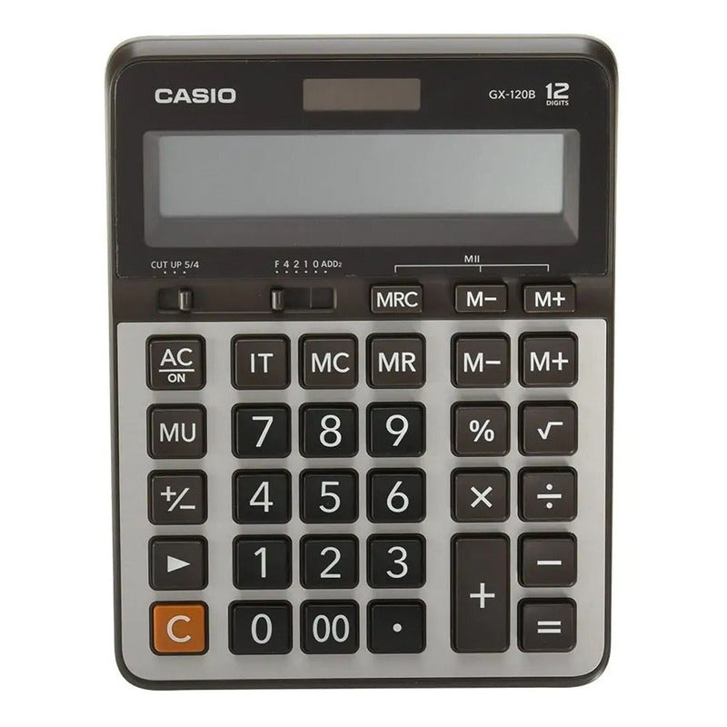 Calculadora Casio Gigante Gx-120b-w-dc Relojesymas Color Negro Negro/plateado