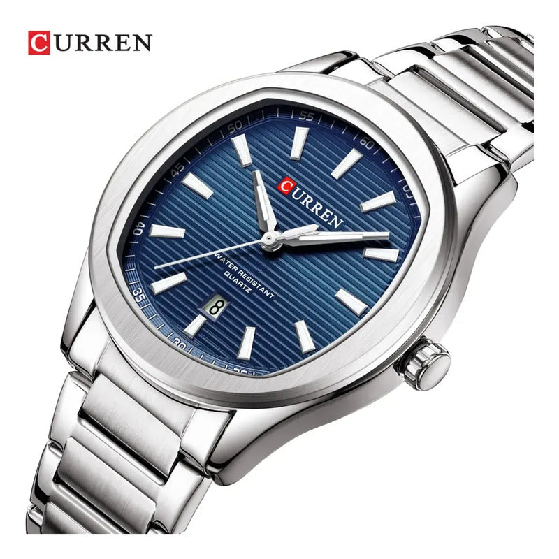 Reloj Para Hombre Curren 8474 Kree2502 Plateado Azul