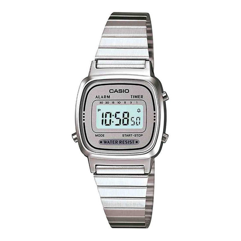 Reloj Casio La-670wa-7d Vintage Original Plata Plateado