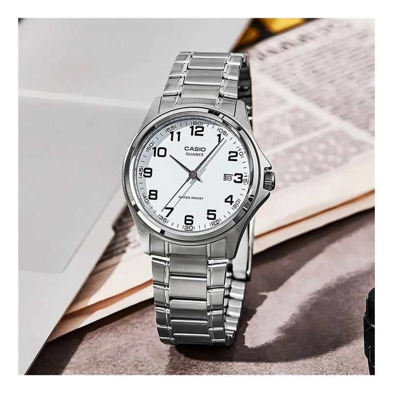 Reloj Casio Clásico Mtp-1183a Para Hombre, Con Cuarzo Y Correa De Acero Plateado Azul