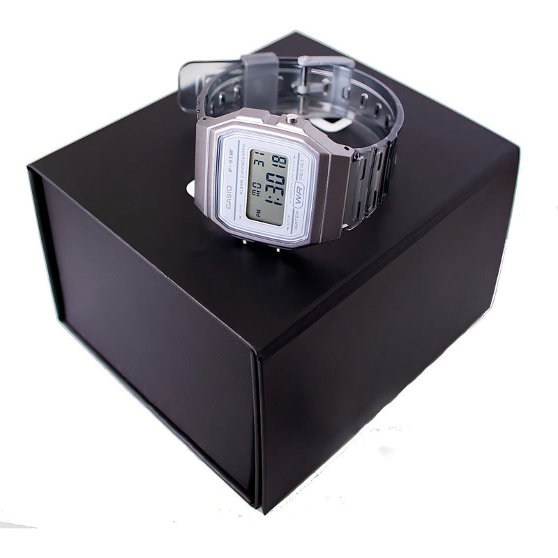 Reloj De Pulsera Casio Collection F-91ws-8 Color Gris Transparente/gris