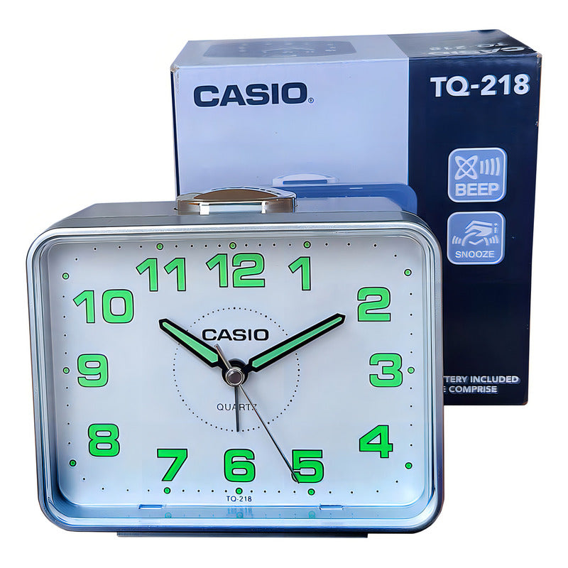 Reloj Despertador Casio Tq-218-8 Quartz Plata