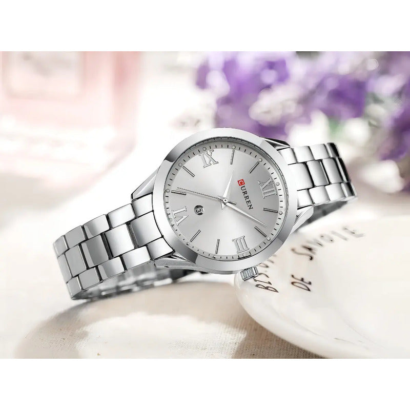 Reloj De Lujo Curren 9007-1 Para Mujer Plateado