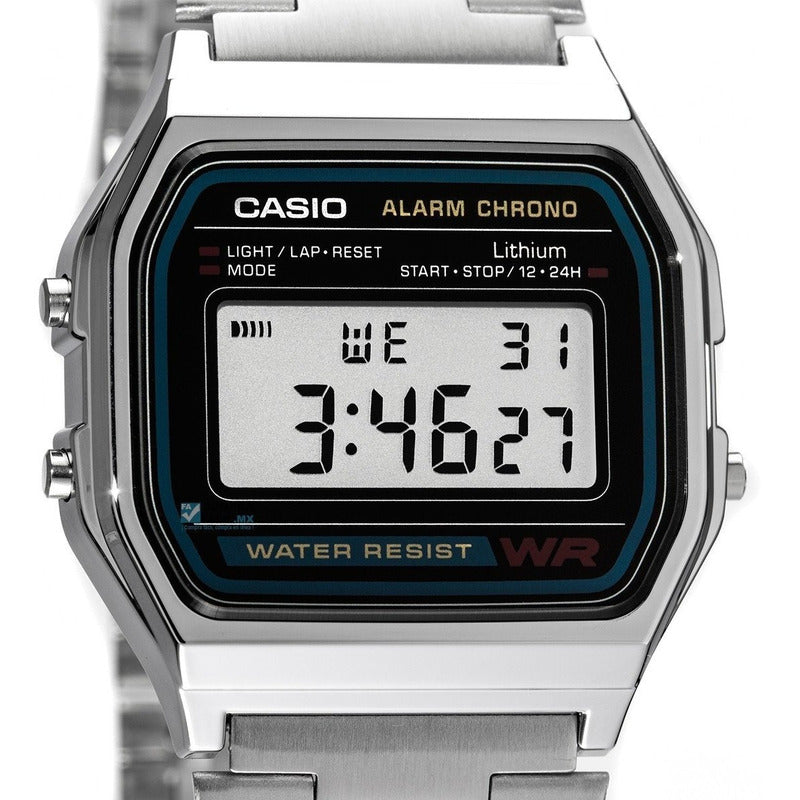 Reloj Retro Casio A158wa-1  Relojesymas Plateado Gris