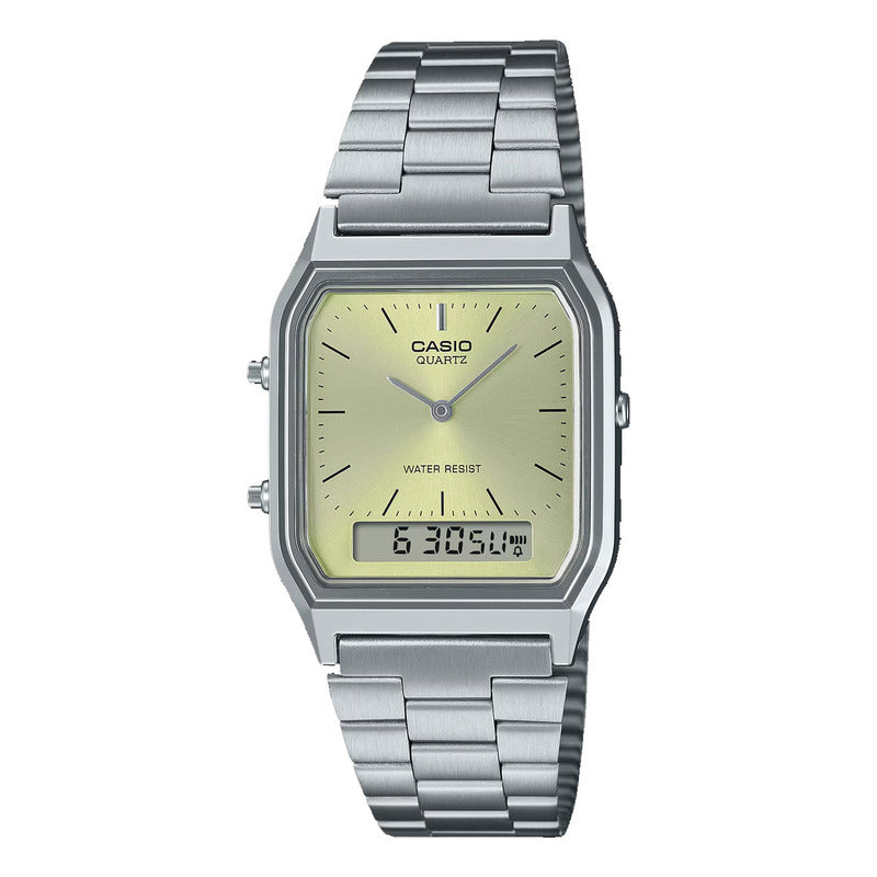 Reloj Casio Aq-230a-9a Analógico-digital Plateado Plateado Amarillo
