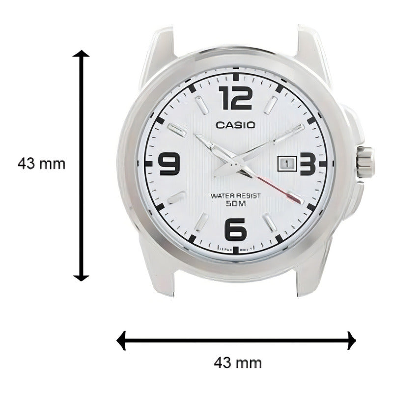 Reloj Pulsera Casio Mtp-1314d-1a Con Correa De Acero Inoxidable Color Plateado - Fondo Negro