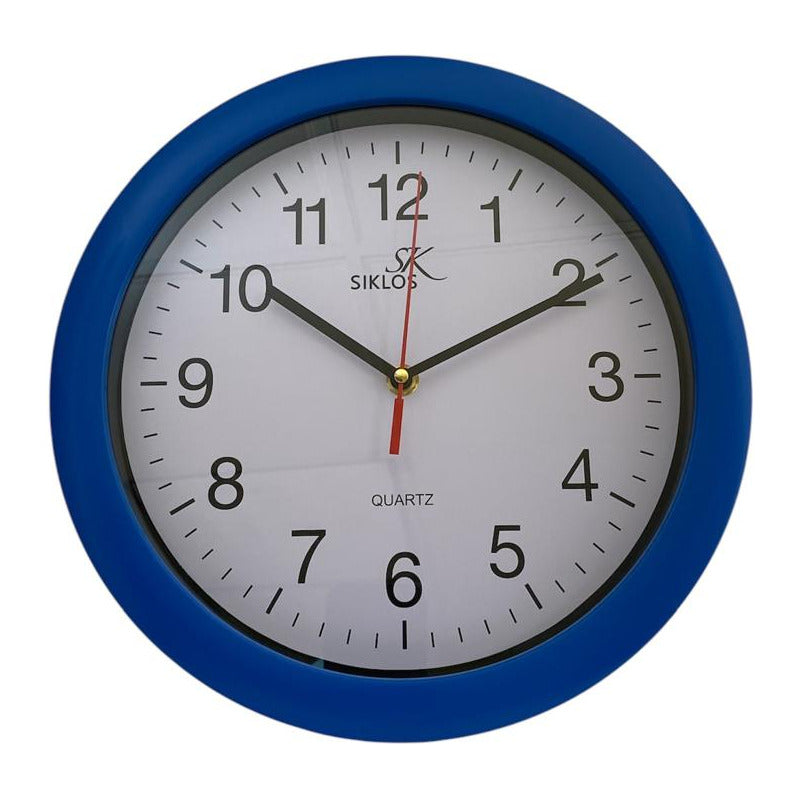 Reloj Pared Plastico Siklos Gb8081 Azul 20 Cm Silencioso Azul Blanco