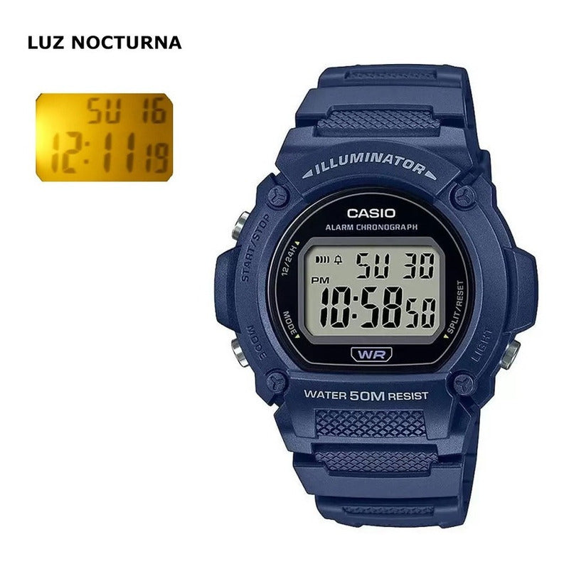 Reloj Casio W-219h-2a  Relojesymas Azul Gris