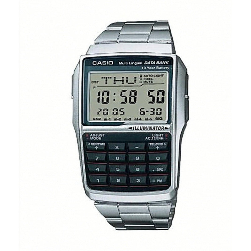 Reloj Pulsera Digital Casio Dbc-32d-1a Con Correa De Acero Inoxidable Color Plateado Plata Azul
