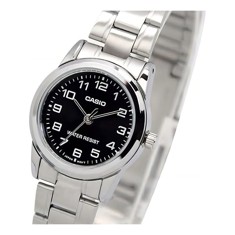 Reloj Casio Mujer Ltp-v001d-1budf Plateado Negro