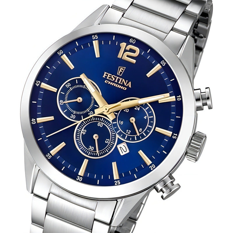Reloj Festina Hombre F20343.2 Chrono Azul Acero Plateado Azul