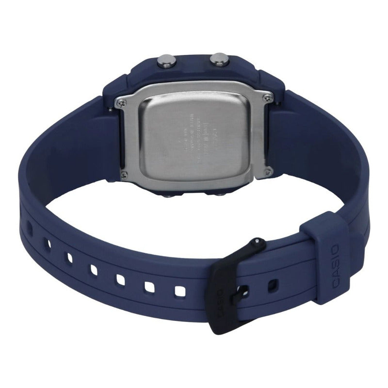 Reloj Casio Clasico Digital Square W-800h-2av Correa Azul Acero Bisel Azul Acero Fondo Negro Gris Claro