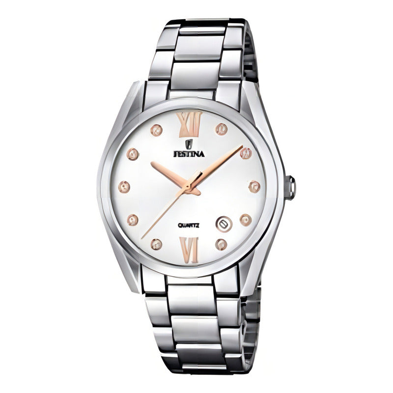 Reloj Festina Mujer Acero Con Piedras F16790/a Plateado Blanco